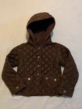Baby Gap Brown Quilted Hooded Barn Riding Jacket Size 5T